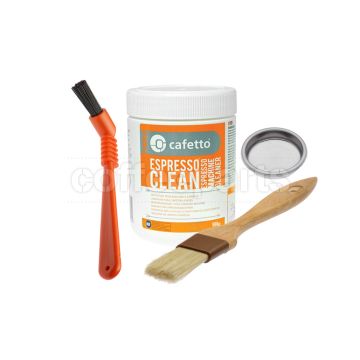 Essential Cleaning Kit inc Cafetto 500g, Blind Filter, Brushes
