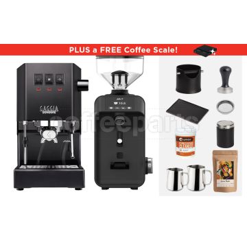 Gaggia Classic E24 / Ceado Espresso Machine Package: Black/Black
