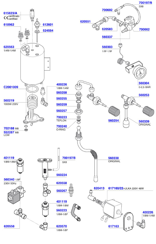 Profitec - PRO 300 Steam Valve & Boiler Components